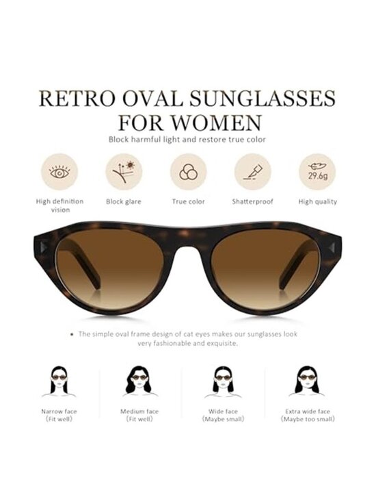 Women\'s Retro Oval Sunglasses Small Narrow 90s Vintage Round Shades UV400 main image 5
